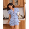 image:imageEkouaer Pajamas for Women Set Button Up Pjs Short Sleeve Ruffle Sleepwear Notch Collar Bride Soft Pj Lounge Sets SXXLBlue Cherry