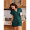 image:imageEkouaer Pajamas for Women Set Button Up Pjs Short Sleeve Ruffle Sleepwear Notch Collar Bride Soft Pj Lounge Sets SXXLGreen