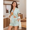 image:imageEkouaer Pajamas for Women Set Button Up Pjs Short Sleeve Ruffle Sleepwear Notch Collar Bride Soft Pj Lounge Sets SXXLGreen Daisy