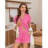 image:imageEkouaer Pajamas for Women Set Button Up Pjs Short Sleeve Ruffle Sleepwear Notch Collar Bride Soft Pj Lounge Sets SXXLHot Pink Cheetah