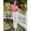 image:imageEkouaer Pajamas for Women Set Button Up Pjs Short Sleeve Ruffle Sleepwear Notch Collar Bride Soft Pj Lounge Sets SXXLHot Pink Cheetah