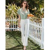 image:imageEkouaer Pajamas for Women Set Button Up Pjs Short Sleeve Ruffle Sleepwear Notch Collar Bride Soft Pj Lounge Sets SXXLLight Green
