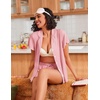 image:imageEkouaer Pajamas for Women Set Button Up Pjs Short Sleeve Ruffle Sleepwear Notch Collar Bride Soft Pj Lounge Sets SXXLLight Pink