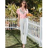 image:imageEkouaer Pajamas for Women Set Button Up Pjs Short Sleeve Ruffle Sleepwear Notch Collar Bride Soft Pj Lounge Sets SXXLPink Candy Cane