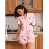 image:imageEkouaer Pajamas for Women Set Button Up Pjs Short Sleeve Ruffle Sleepwear Notch Collar Bride Soft Pj Lounge Sets SXXLPink Candy Cane