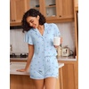 image:imageEkouaer Pajamas for Women Set Button Up Pjs Short Sleeve Ruffle Sleepwear Notch Collar Bride Soft Pj Lounge Sets SXXLPolka Dot Bow