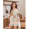 image:imageEkouaer Pajamas for Women Set Button Up Pjs Short Sleeve Ruffle Sleepwear Notch Collar Bride Soft Pj Lounge Sets SXXLTropical Print