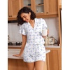 image:imageEkouaer Pajamas for Women Set Button Up Pjs Short Sleeve Ruffle Sleepwear Notch Collar Bride Soft Pj Lounge Sets SXXLWedding Hydrangeas
