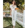 image:imageEkouaer Pajamas for Women Set Button Up Pjs Short Sleeve Ruffle Sleepwear Notch Collar Bride Soft Pj Lounge Sets SXXLWhite Mratini