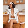 image:imageEkouaer Pajamas for Women Set Button Up Pjs Short Sleeve Ruffle Sleepwear Notch Collar Bride Soft Pj Lounge Sets SXXLWhite Mratini
