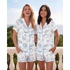 image:imageEkouaer Pajamas for Women Set Button Up Pjs Short Sleeve Ruffle Sleepwear Notch Collar Bride Soft Pj Lounge Sets SXXLWhite Sea Shell