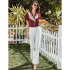 image:imageEkouaer Pajamas for Women Set Button Up Pjs Short Sleeve Ruffle Sleepwear Notch Collar Bride Soft Pj Lounge Sets SXXLWine Red