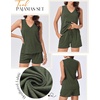 image:imageEkouaer Pajamas for Women Set Cute Pjs Soft Sleepwear Summer Sleeveless Tops and Shorts Travel Lounge Sets with PocketsArmy Green