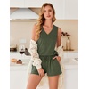 image:imageEkouaer Pajamas for Women Set Cute Pjs Soft Sleepwear Summer Sleeveless Tops and Shorts Travel Lounge Sets with PocketsArmy Green