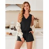 image:imageEkouaer Pajamas for Women Set Cute Pjs Soft Sleepwear Summer Sleeveless Tops and Shorts Travel Lounge Sets with PocketsBlack