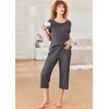 image:imageEkouaer Pajamas for Women Set Short Sleeve Pj Sets Pullover Tops amp Capri Pants 2 Piece Sleepwear Loungewear SXXLDark Grey