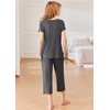 image:imageEkouaer Pajamas for Women Set Short Sleeve Pj Sets Pullover Tops amp Capri Pants 2 Piece Sleepwear Loungewear SXXLDark Grey