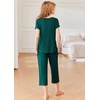 image:imageEkouaer Pajamas for Women Set Short Sleeve Pj Sets Pullover Tops amp Capri Pants 2 Piece Sleepwear Loungewear SXXLLake Green