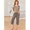 image:imageEkouaer Pajamas for Women Set Short Sleeve Pj Sets Pullover Tops amp Capri Pants 2 Piece Sleepwear Loungewear SXXLLeopard
