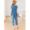 image:imageEkouaer Pajamas for Women Set Short Sleeve Pj Sets Pullover Tops amp Capri Pants 2 Piece Sleepwear Loungewear SXXLLetter Print