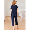 image:imageEkouaer Pajamas for Women Set Short Sleeve Pj Sets Pullover Tops amp Capri Pants 2 Piece Sleepwear Loungewear SXXLNavy Blue