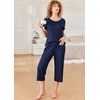 image:imageEkouaer Pajamas for Women Set Short Sleeve Pj Sets Pullover Tops amp Capri Pants 2 Piece Sleepwear Loungewear SXXLNavy Blue