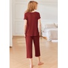 image:imageEkouaer Pajamas for Women Set Short Sleeve Pj Sets Pullover Tops amp Capri Pants 2 Piece Sleepwear Loungewear SXXLWine Red