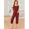 image:imageEkouaer Pajamas for Women Set Short Sleeve Pj Sets Pullover Tops amp Capri Pants 2 Piece Sleepwear Loungewear SXXLWine Red