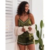 image:imageEkouaer Pajamas for Women Set Silk Satin Pjs Sexy Lingerie Sleepwear Cami Shorts Set Summer Nightwear SXXLArmy Green