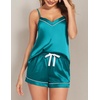 image:imageEkouaer Pajamas for Women Set Silk Satin Pjs Sexy Lingerie Sleepwear Cami Shorts Set Summer Nightwear SXXLBeacock Blue