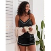 image:imageEkouaer Pajamas for Women Set Silk Satin Pjs Sexy Lingerie Sleepwear Cami Shorts Set Summer Nightwear SXXLBlack