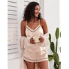 image:imageEkouaer Pajamas for Women Set Silk Satin Pjs Sexy Lingerie Sleepwear Cami Shorts Set Summer Nightwear SXXLChampagne