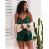 image:imageEkouaer Pajamas for Women Set Silk Satin Pjs Sexy Lingerie Sleepwear Cami Shorts Set Summer Nightwear SXXLDark Green