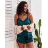 image:imageEkouaer Pajamas for Women Set Silk Satin Pjs Sexy Lingerie Sleepwear Cami Shorts Set Summer Nightwear SXXLGreen