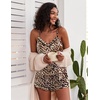 image:imageEkouaer Pajamas for Women Set Silk Satin Pjs Sexy Lingerie Sleepwear Cami Shorts Set Summer Nightwear SXXLLeopard