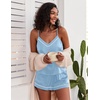 image:imageEkouaer Pajamas for Women Set Silk Satin Pjs Sexy Lingerie Sleepwear Cami Shorts Set Summer Nightwear SXXLLight Blue