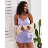 image:imageEkouaer Pajamas for Women Set Silk Satin Pjs Sexy Lingerie Sleepwear Cami Shorts Set Summer Nightwear SXXLLilac