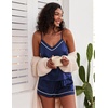 image:imageEkouaer Pajamas for Women Set Silk Satin Pjs Sexy Lingerie Sleepwear Cami Shorts Set Summer Nightwear SXXLNavy