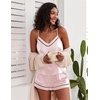 image:imageEkouaer Pajamas for Women Set Silk Satin Pjs Sexy Lingerie Sleepwear Cami Shorts Set Summer Nightwear SXXLPink