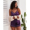 image:imageEkouaer Pajamas for Women Set Silk Satin Pjs Sexy Lingerie Sleepwear Cami Shorts Set Summer Nightwear SXXLPurple