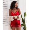 image:imageEkouaer Pajamas for Women Set Silk Satin Pjs Sexy Lingerie Sleepwear Cami Shorts Set Summer Nightwear SXXLRed