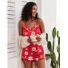 image:imageEkouaer Pajamas for Women Set Silk Satin Pjs Sexy Lingerie Sleepwear Cami Shorts Set Summer Nightwear SXXLSnowflake