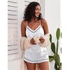image:imageEkouaer Pajamas for Women Set Silk Satin Pjs Sexy Lingerie Sleepwear Cami Shorts Set Summer Nightwear SXXLWhite