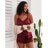 image:imageEkouaer Pajamas for Women Set Silk Satin Pjs Sexy Lingerie Sleepwear Cami Shorts Set Summer Nightwear SXXLWine