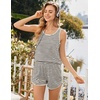 image:imageEkouaer Pajamas for Women Sets Tank and Shorts Summer Waffle Knit Striped 2Piece Cute Pjs Soft Sleeveless Loungewear SetApricot and Balck Stripe