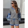 image:imageEkouaer Pajamas for Women Short Sleeve Pjs Sets Crewneck Striped Tops and Shorts 2 Piece Lounge Sets with Pockets SXXLBlack White Stripe