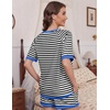 image:imageEkouaer Pajamas for Women Short Sleeve Pjs Sets Crewneck Striped Tops and Shorts 2 Piece Lounge Sets with Pockets SXXLBlack White Stripe