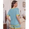 image:imageEkouaer Pajamas for Women Short Sleeve Pjs Sets Crewneck Striped Tops and Shorts 2 Piece Lounge Sets with Pockets SXXLBlue White Stripe
