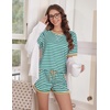 image:imageEkouaer Pajamas for Women Short Sleeve Pjs Sets Crewneck Striped Tops and Shorts 2 Piece Lounge Sets with Pockets SXXLGreen White Stripe