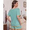 image:imageEkouaer Pajamas for Women Short Sleeve Pjs Sets Crewneck Striped Tops and Shorts 2 Piece Lounge Sets with Pockets SXXLGreen White Stripe